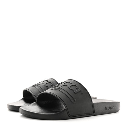 Gucci Rubber Logo Stamped Mens Slide Sandals 8 Black 3 of 13