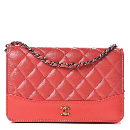 Chanel Patent Goatskin Quilted Gabrielle Wallet On Chain WOC Orange 1 of 11