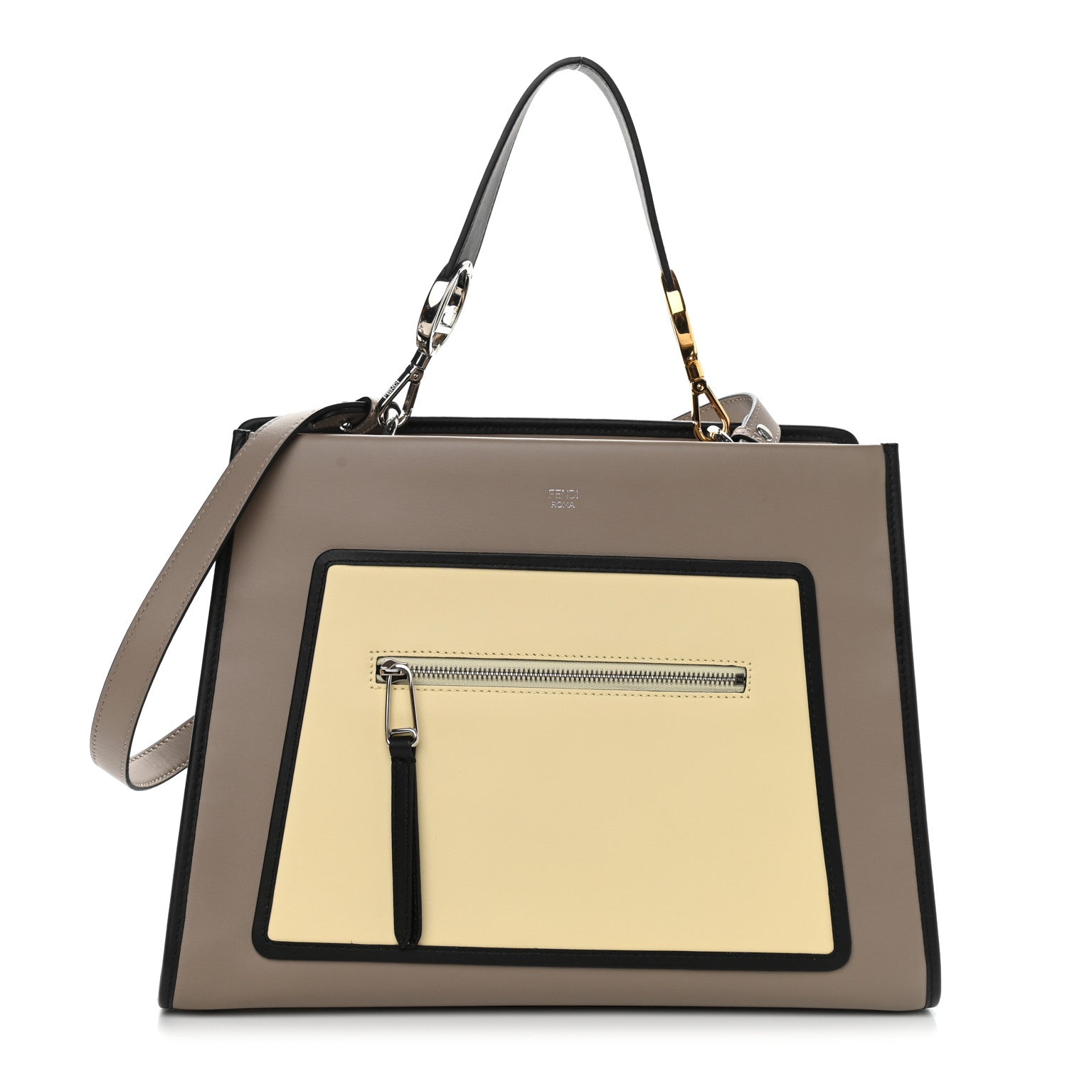 Fendi Vitello Century F is Fendi Regular Runaway Satchel Tortora Burro Multicolor 1 of 9