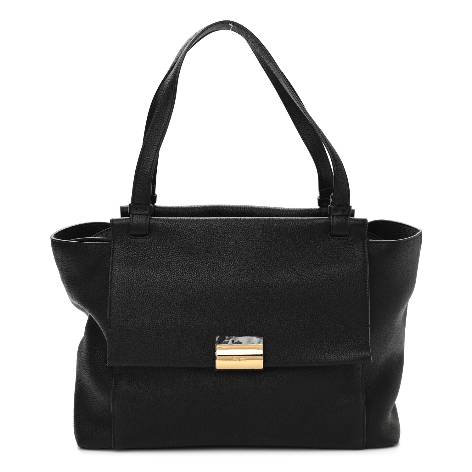 Salvatore Ferragamo Grained Calfskin Bitter Pocket Tote Black 1 of 9