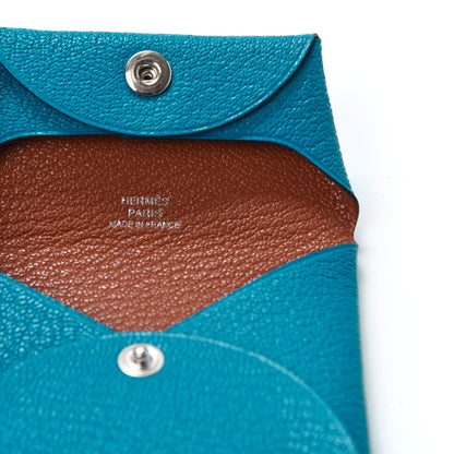 Hermes Chevre Mysore Bastia Coin Purse Bleu Frida Cuivre 4 of 9