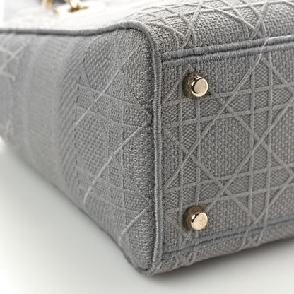 Christian Dior Canvas Embroidered Cannage Medium Lady D-Lite Gray 8 of 13
