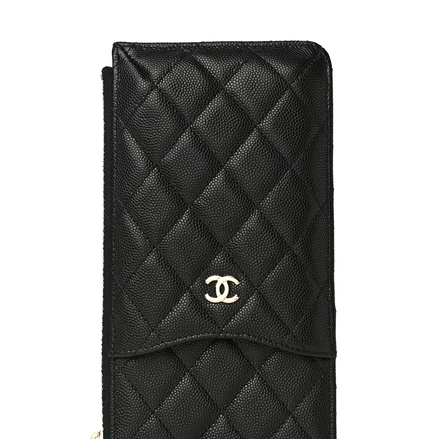 Caviar Quilted Classic Flat Wallet Pouch Black