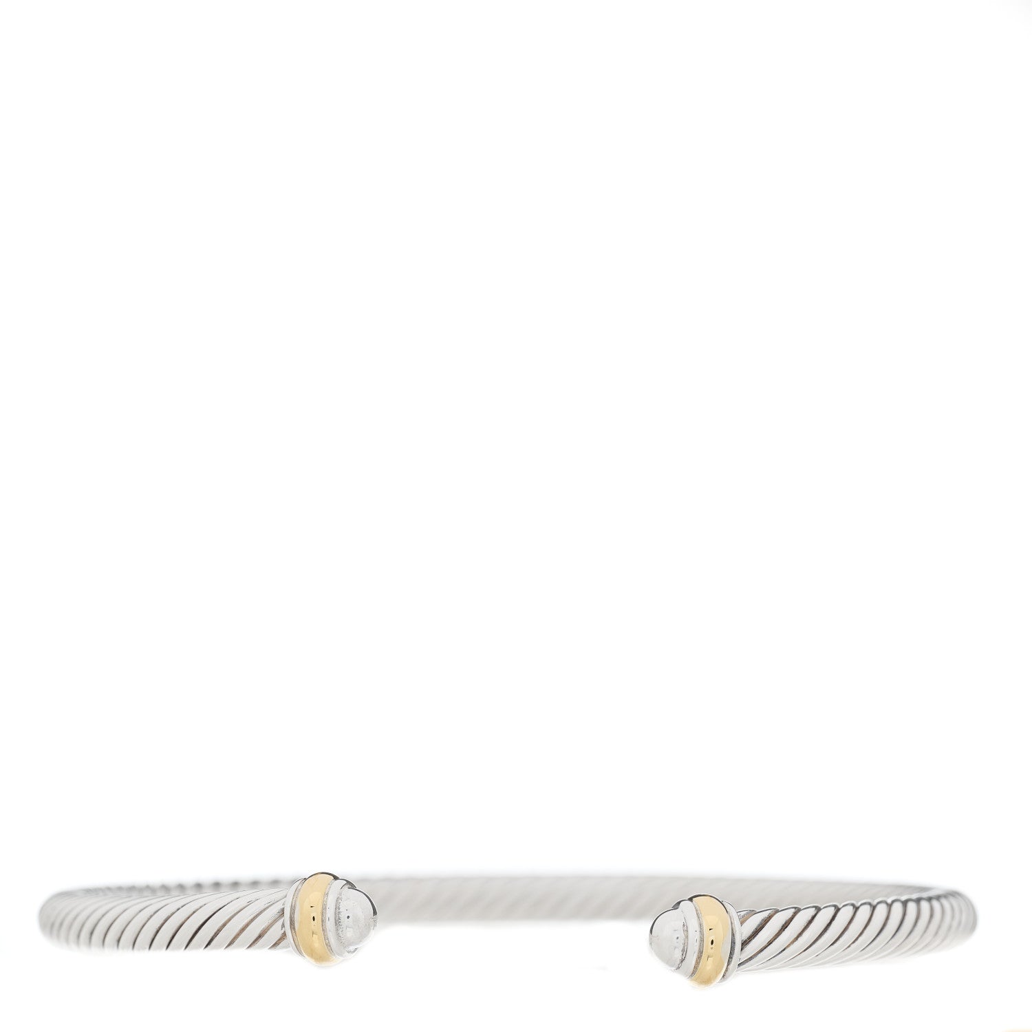 David Yurman Sterling Silver 18K Yellow Gold 4mm Cable Classics Bracelet 1 of 3