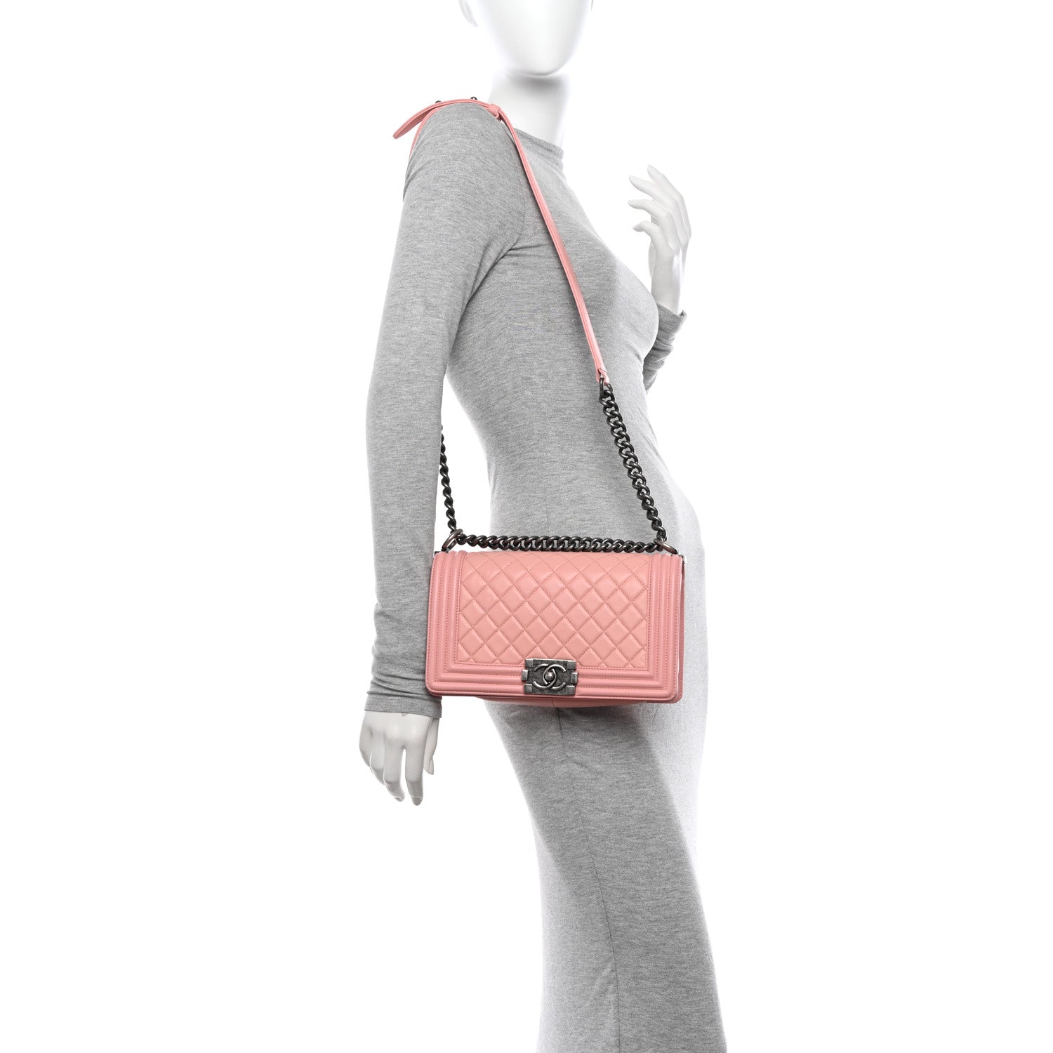 Chanel Lambskin Quilted Medium Boy Flap Light Pink 2 of 14