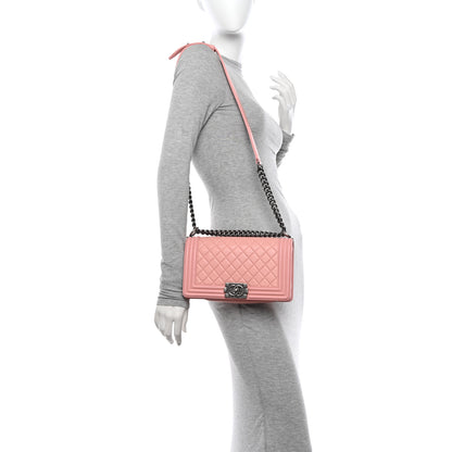 Chanel Lambskin Quilted Medium Boy Flap Light Pink 2 of 14