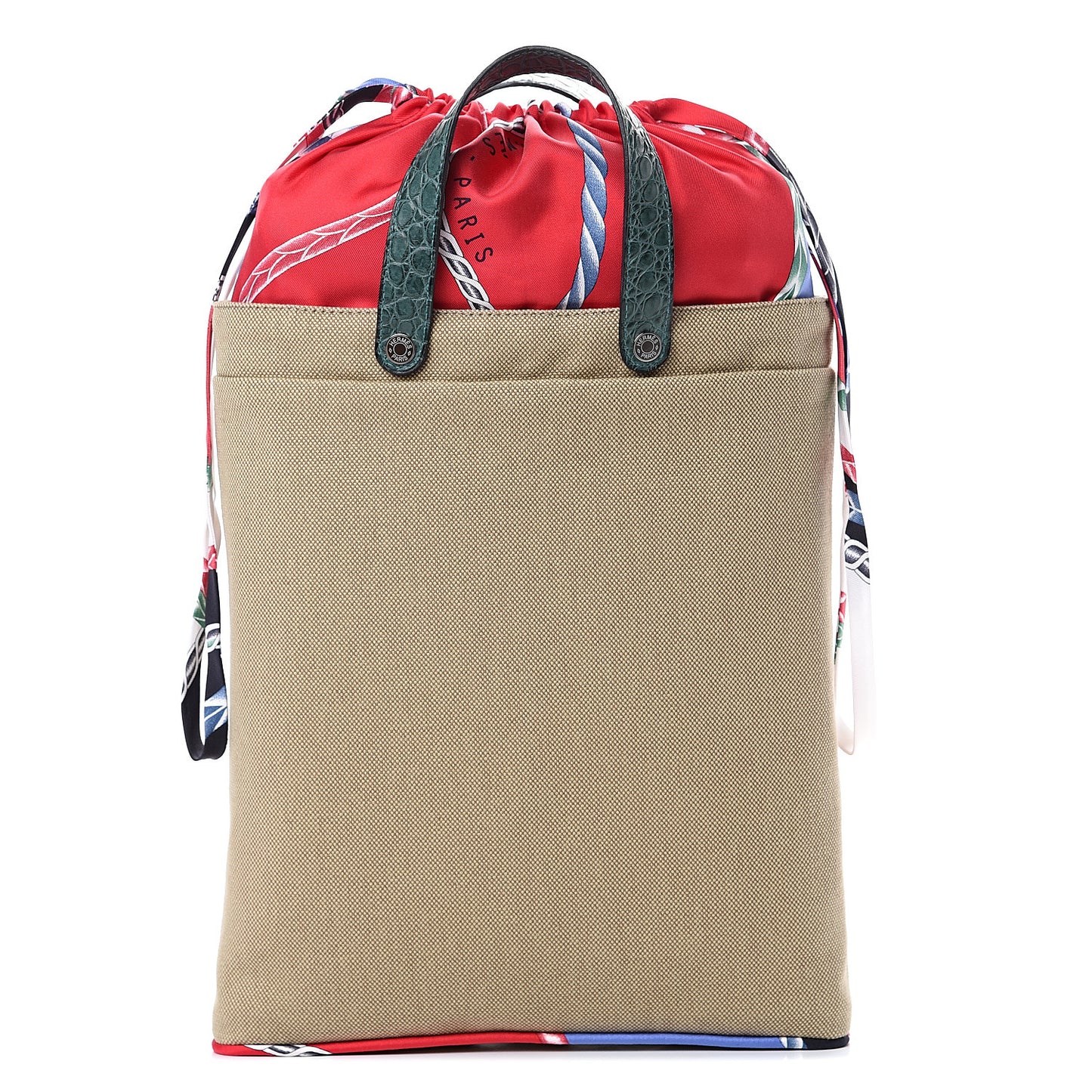 Canvas Silk Porosus Crocodile Petit H Tote Multicolor