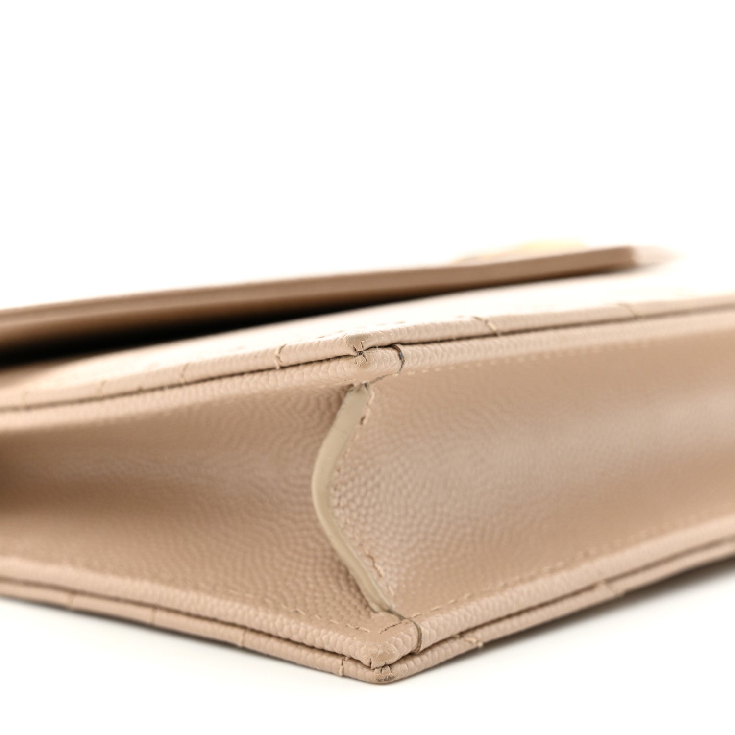 Saint Laurent Grain De Poudre Matelasse Chevron Monogram Envelope Chain Wallet Nude Powder 9 of 11