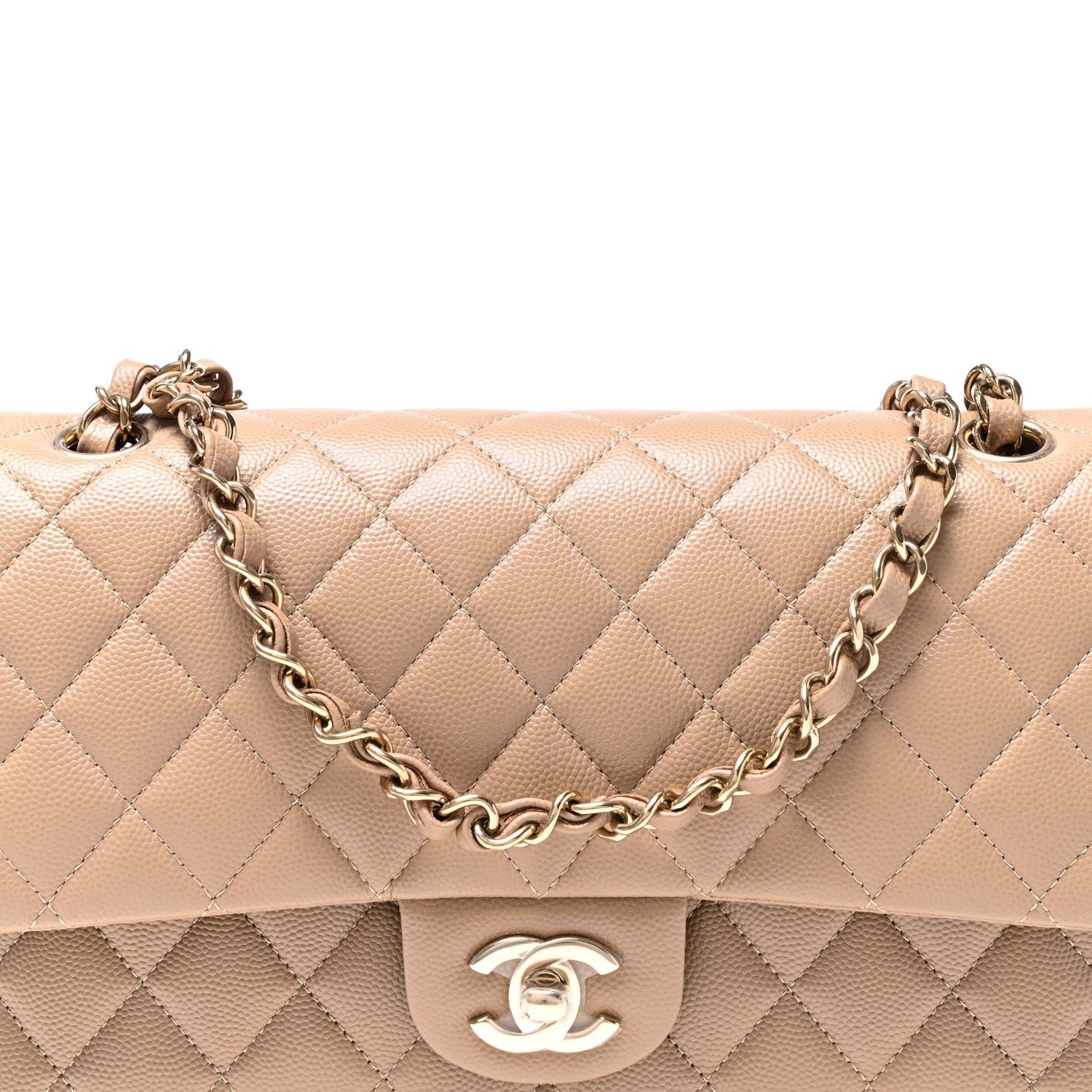 Chanel Caviar Quilted Medium Double Flap Dark Beige 8 of 10