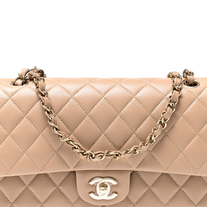 Chanel Caviar Quilted Medium Double Flap Dark Beige 8 of 10