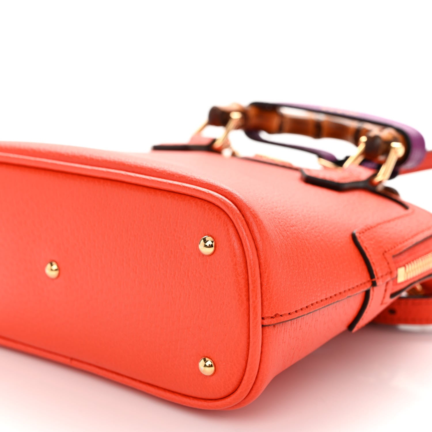 Gucci Textured Dollar Calfskin Mini Diana Dome Tote Bag Deep Orange Spicy Cyclamin 9 of 9