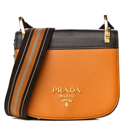 Prada City Calf Pionniere Saddle Bag Ocra Cocco 1 of 24