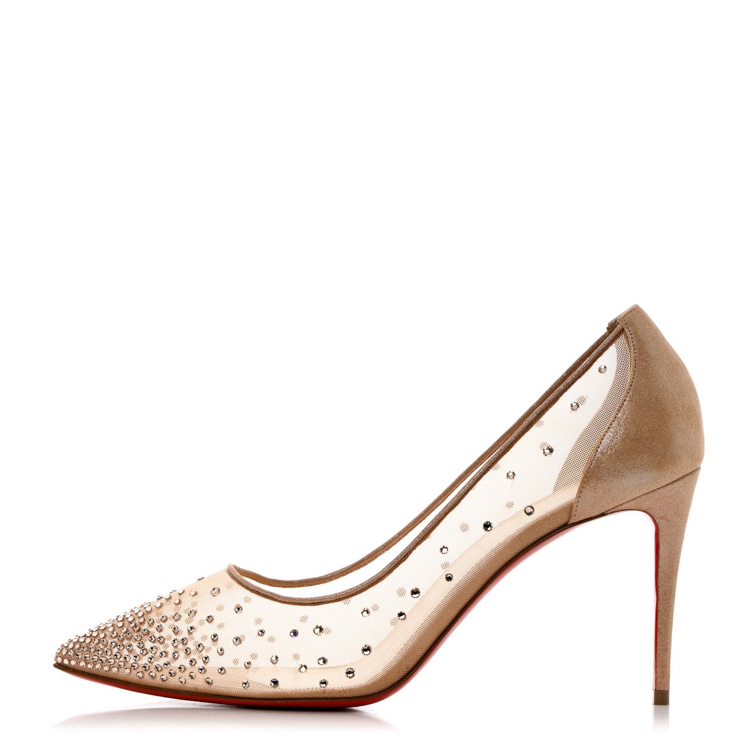 Christian Louboutin Suede Lame Crystal Strass Follies 85 Pumps 41 Light Silk 1 of 9