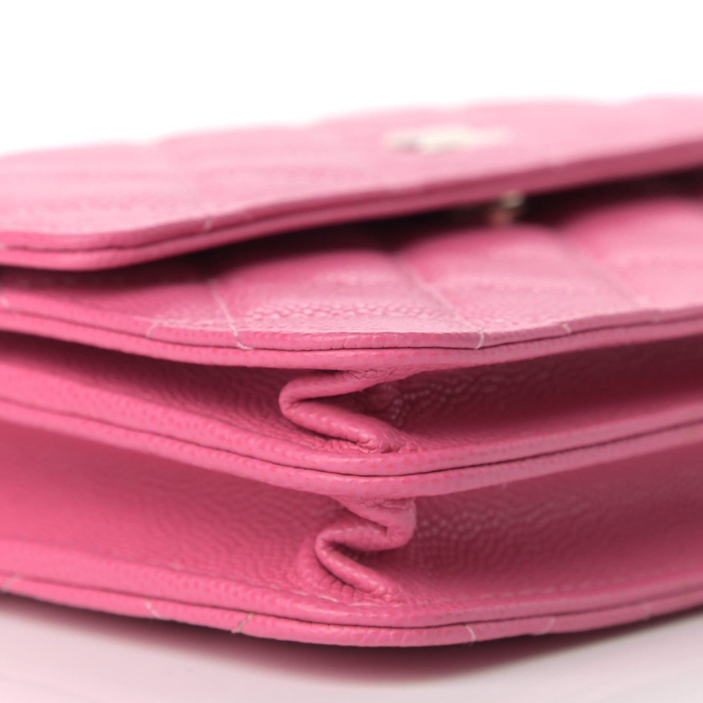 Caviar Quilted Square Wallet On Chain WOC Pink