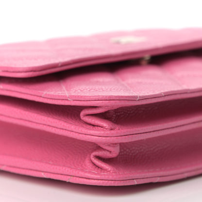 Chanel Caviar Quilted Square Wallet On Chain WOC Pink 9 of 11