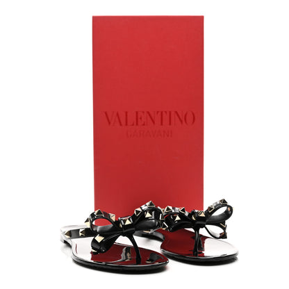 Valentino Garavani PVC Jelly Rockstud Bow Thong Sandals 37 Black 8 of 8