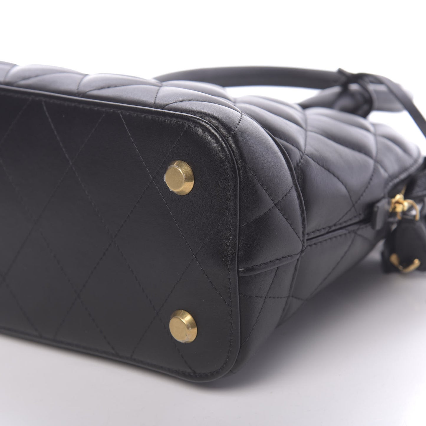 Nappa Calfskin Quilted Small Ville Top Handle Bag Black
