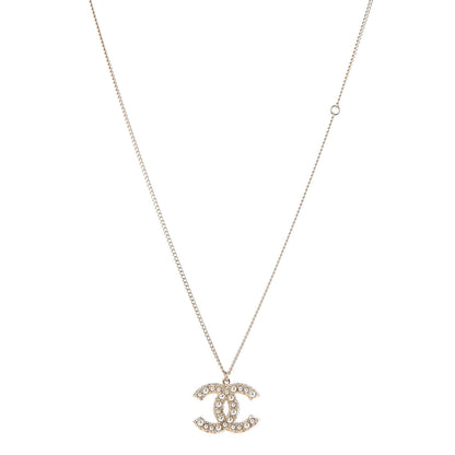 Chanel Crystal Pearl CC Pendant Necklace Gold 1 of 7