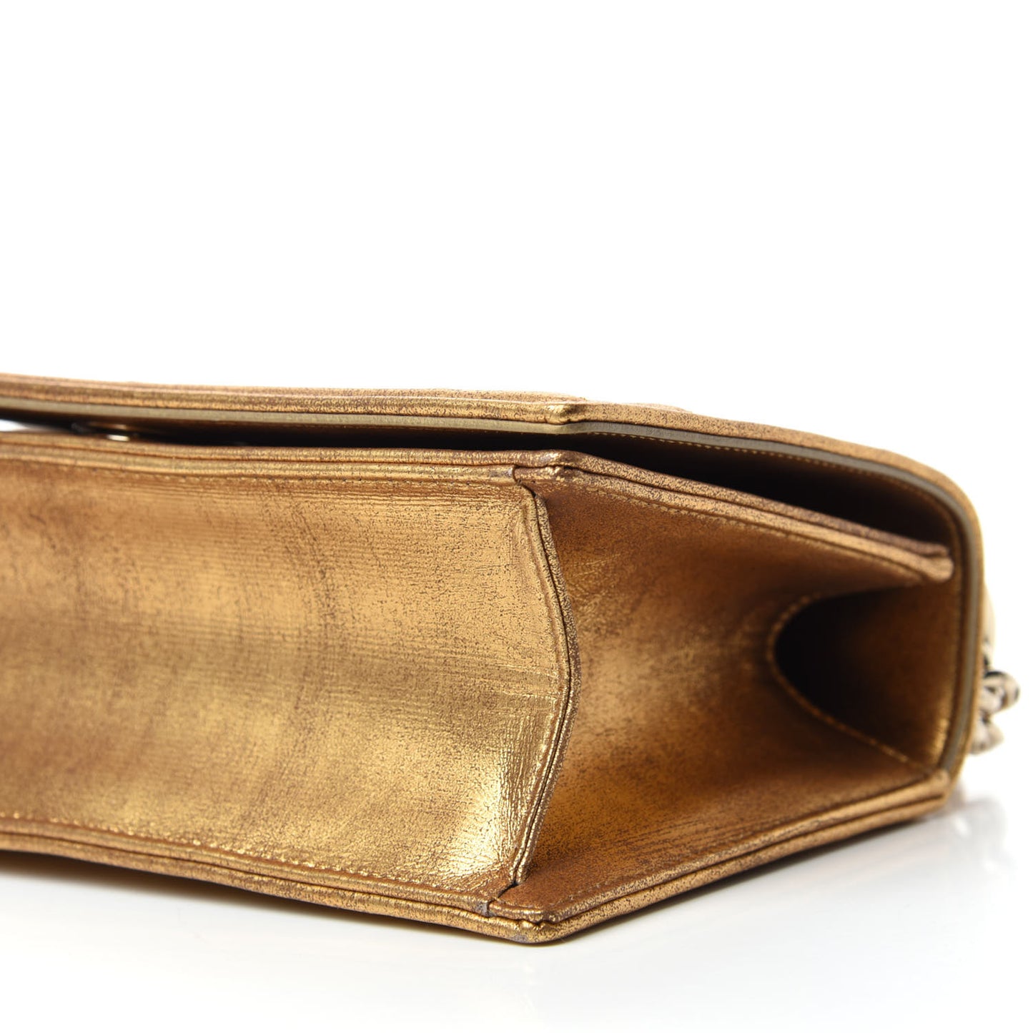 Metallic Brushed Calfskin Small Diorama Flap Bag Gold