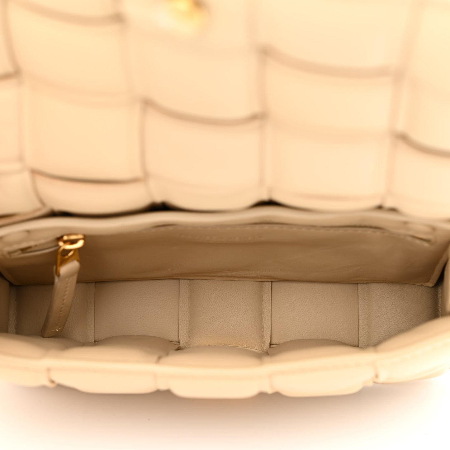 Nappa Maxi Intreccio Small Padded Cassette Crossbody Bag Porridge