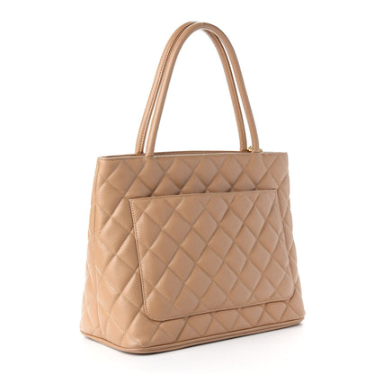 Chanel Caviar Quilted Medallion Tote Beige 3 of 8