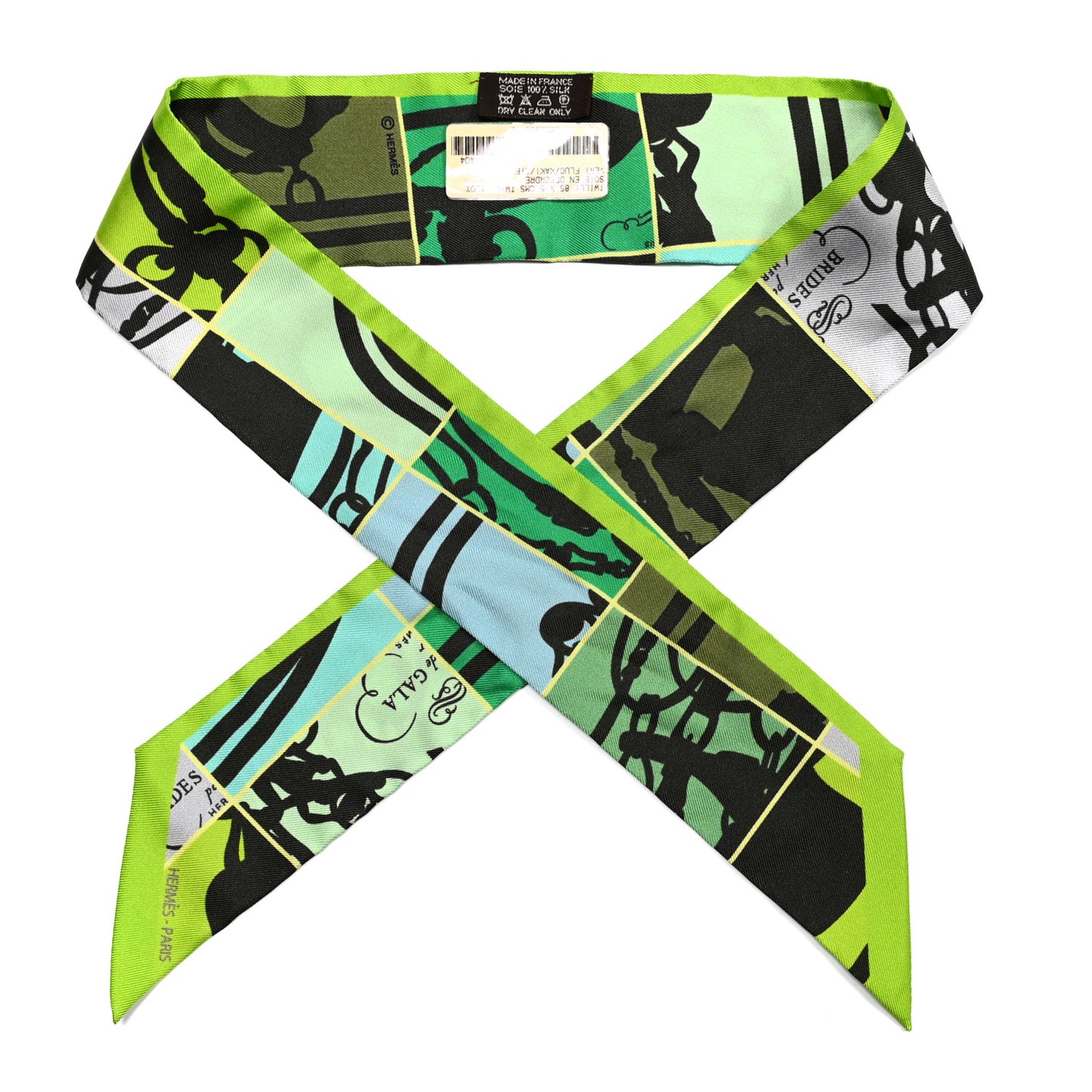 Silk Soie en Desordre Twilly Vert Fluo Kaki Ciel