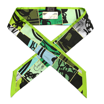 Hermes Silk Soie en Desordre Twilly Vert Fluo Kaki Ciel 1 of 4