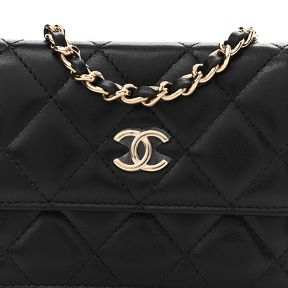 Chanel Lambskin Quilted My Chanel Lady Card Holder On Chain Black 9 of 12