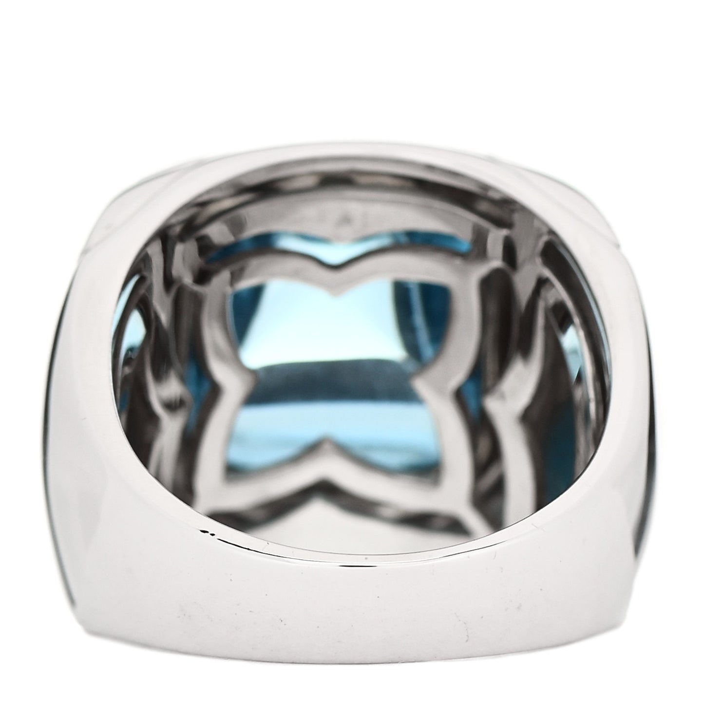 18K White Gold Blue Topaz Piramide Ring 54 6.75