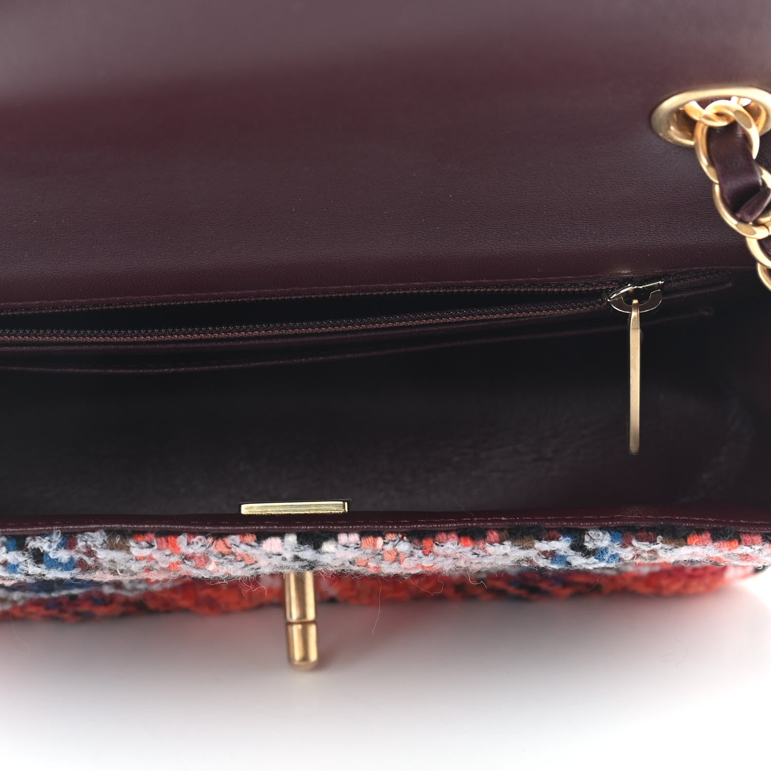 Chanel Tweed Quilted Mini Rectangular Flap Red Multicolor 5 of 9