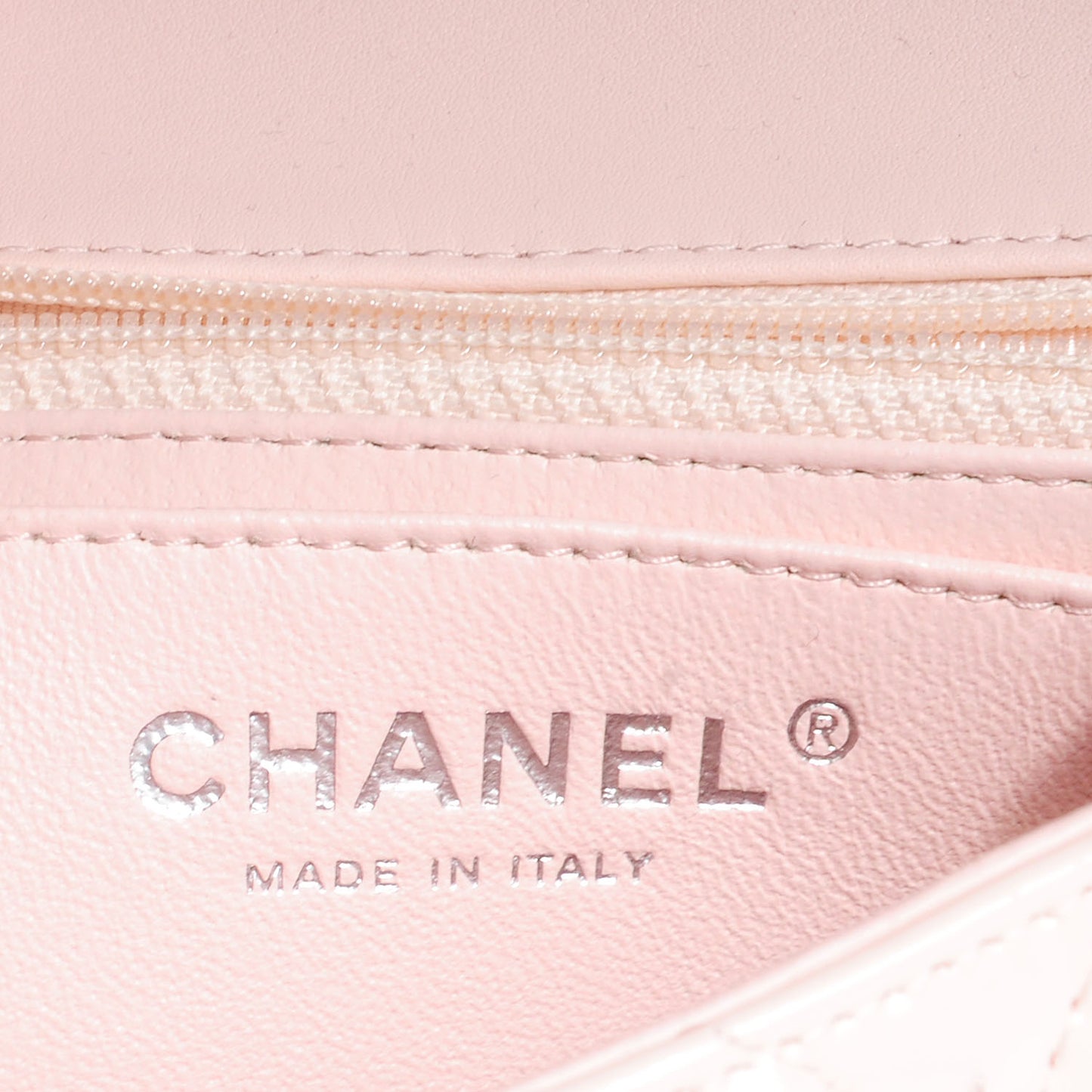 Patent Quilted Mini Square Flap Light Pink