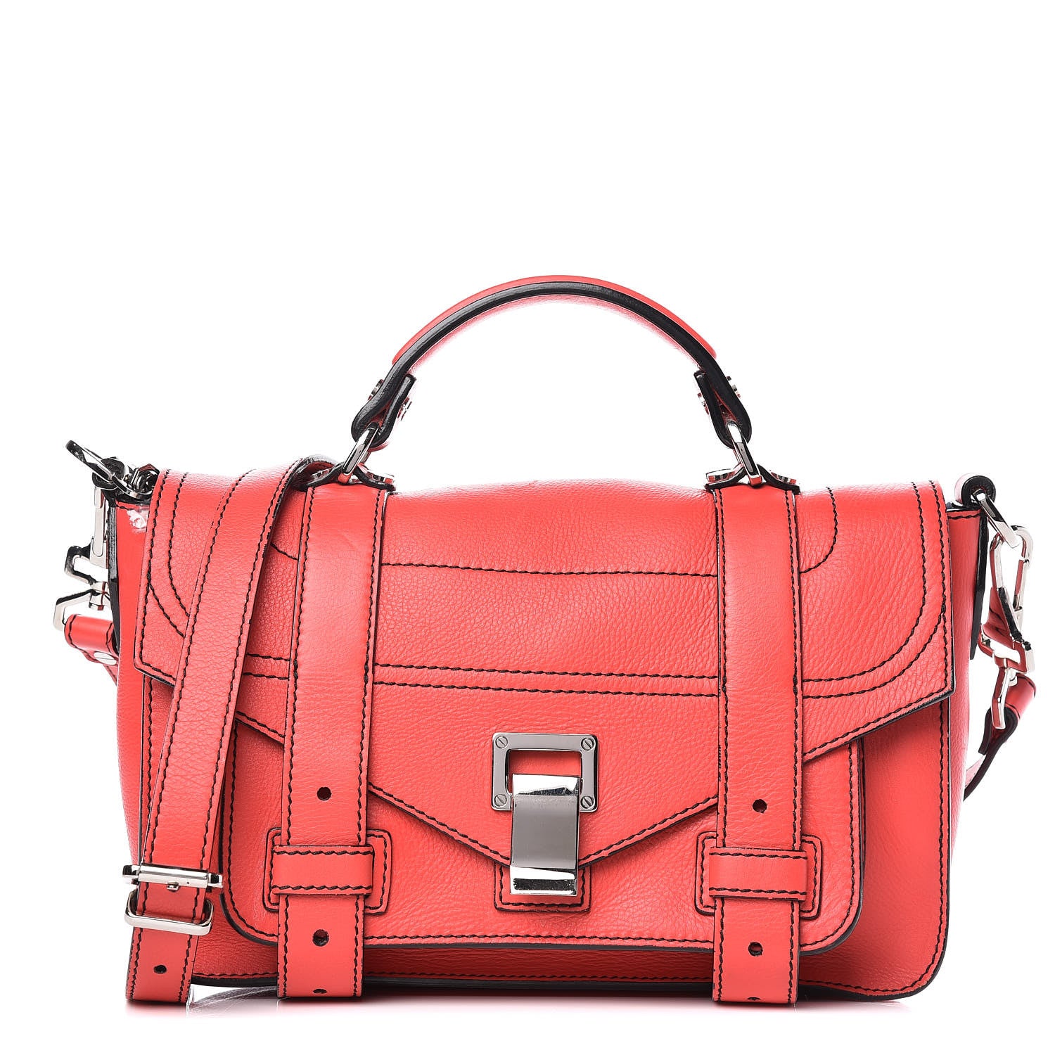 Proenza Schouler Grainy Calfskin Tiny PS1 Satchel Geranium 1 of 12