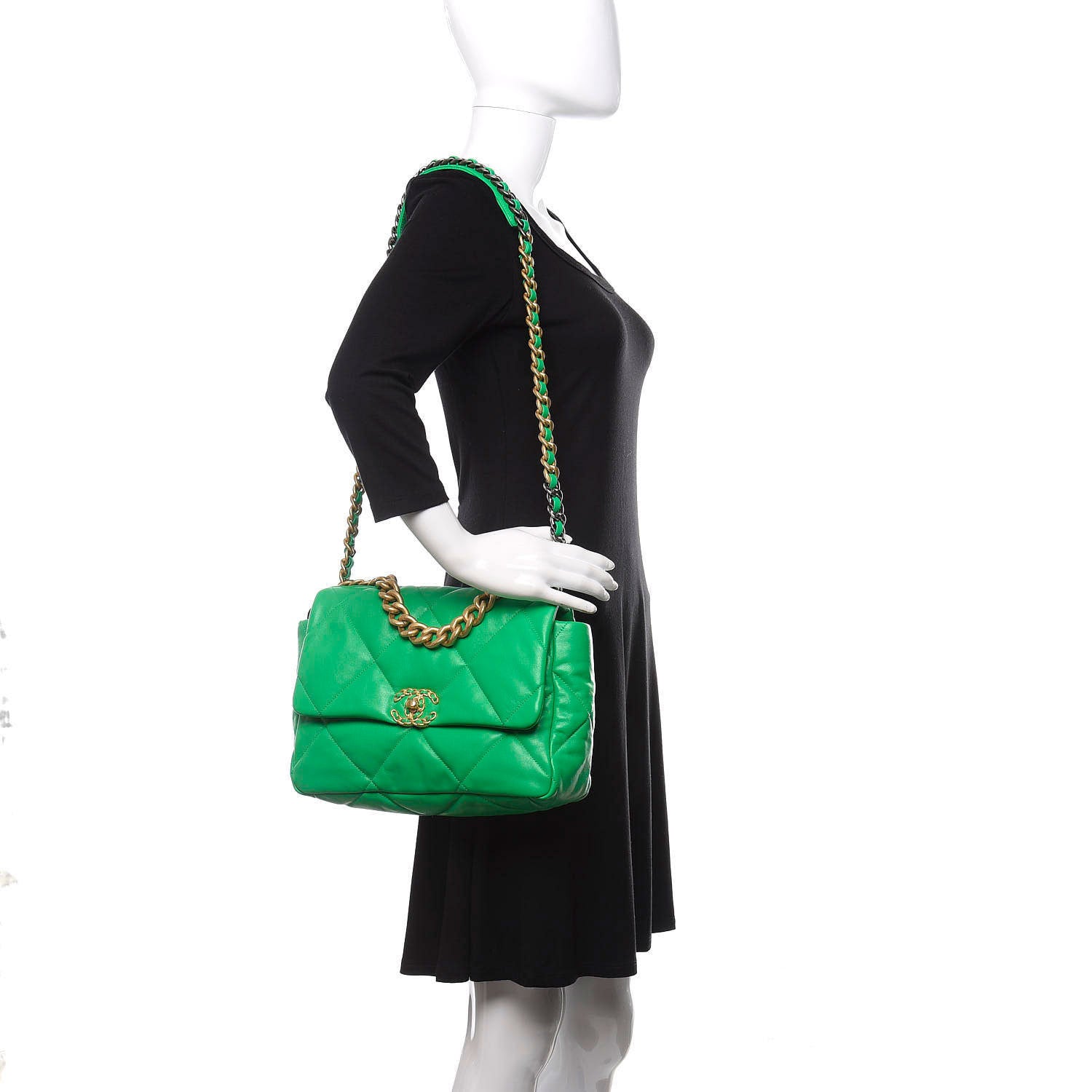 Chanel Goatskin Quilted Large 19 Flap Green 2 of 10