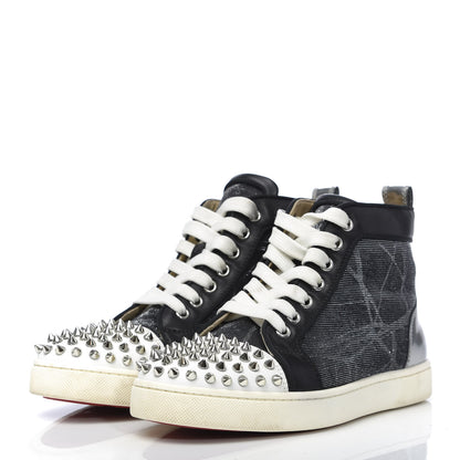 Christian Louboutin Calfskin Lurex Specchio Spikes Louis Orlato Flat Sneakers 37.5 Black Silver 3 of 7