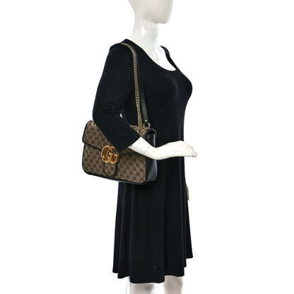 Gucci Monogram Azalea Calfskin Matelasse Diagonal Medium GG Marmont Shoulder Bag Beige Ebony Black 2 of 9