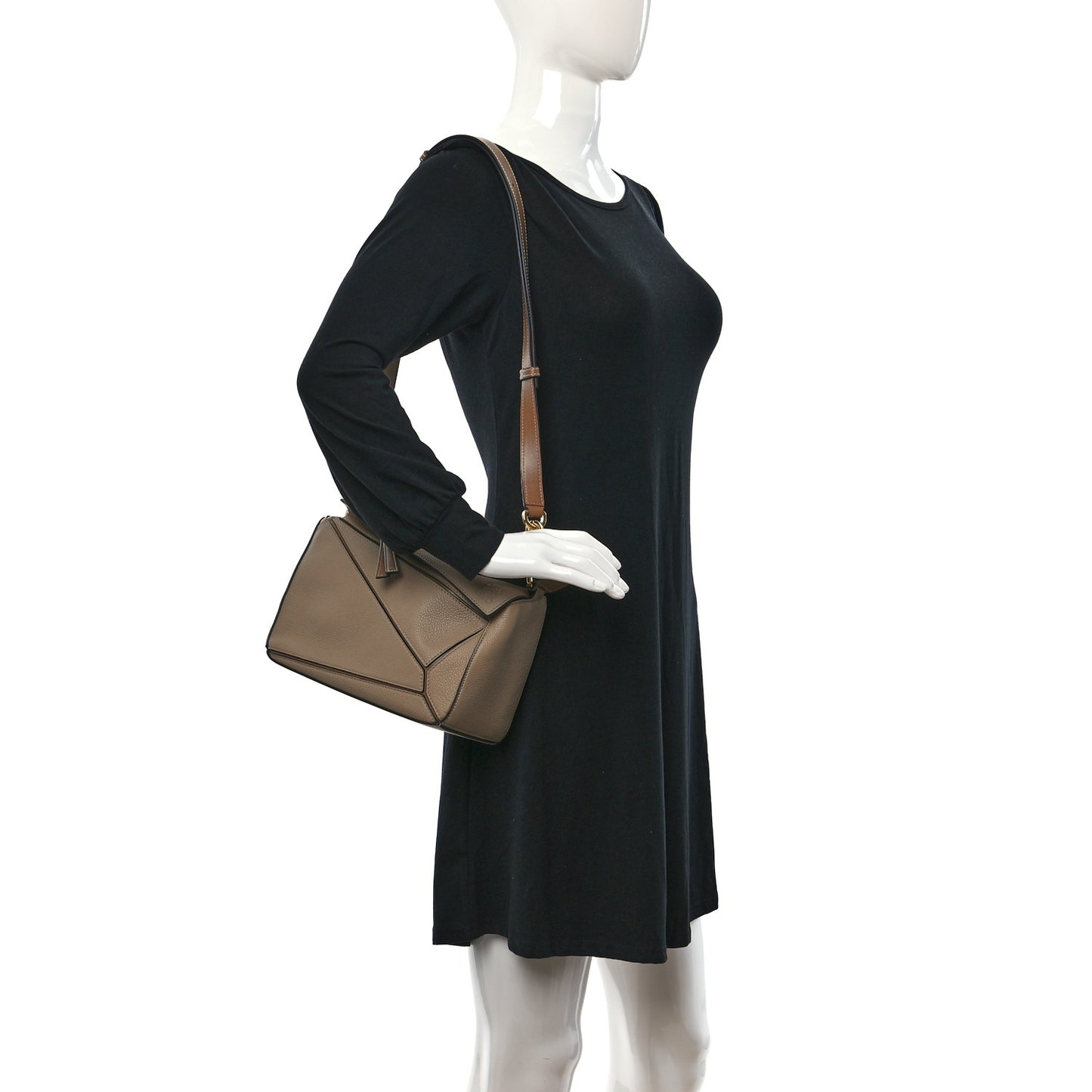 Grained Calfskin Small Puzzle Bag Sand Mink