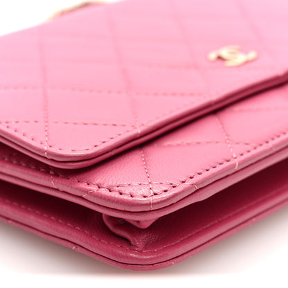 Chanel Lambskin Quilted Wallet On Chain WOC Pink 9 of 10