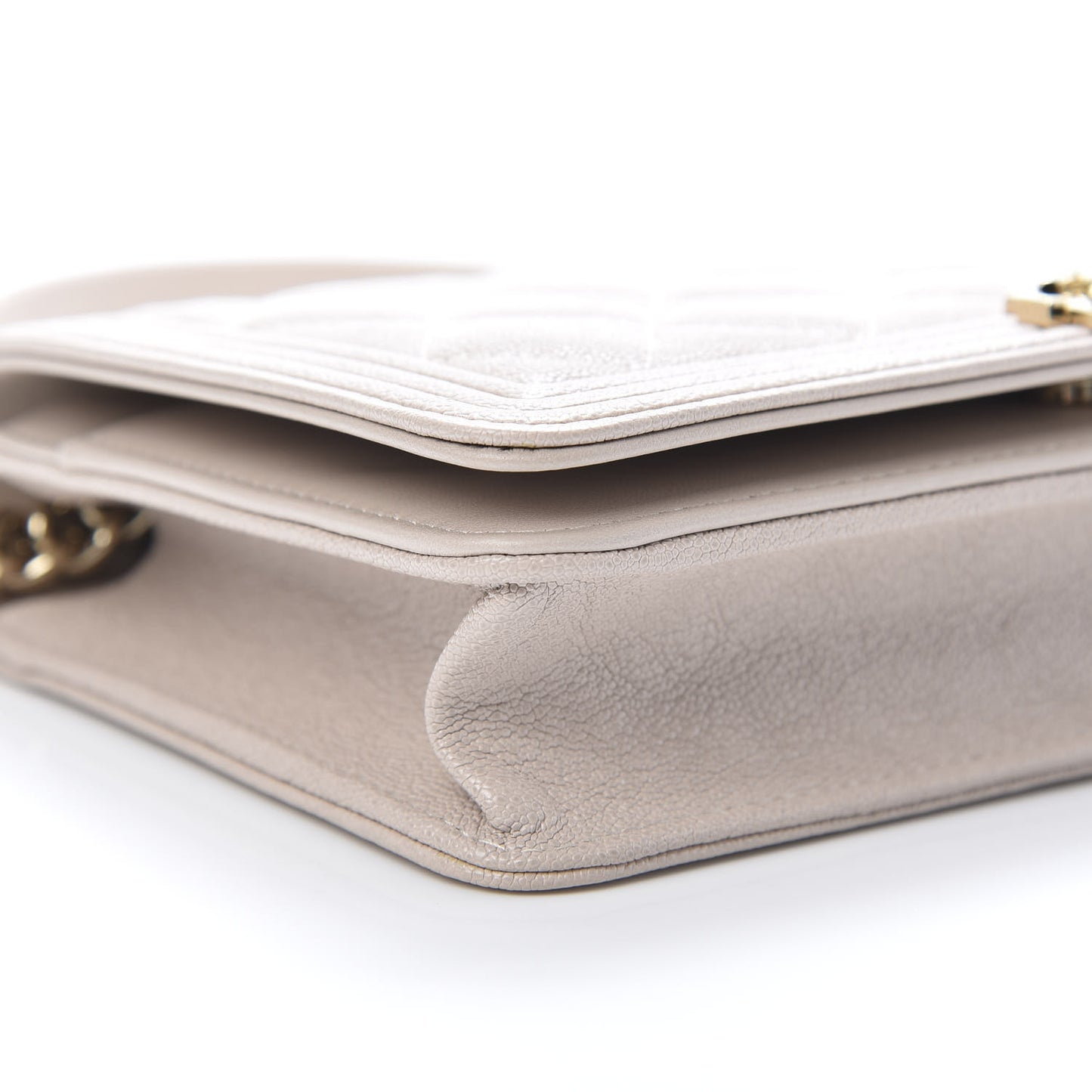 Caviar Quilted Boy Wallet On Chain WOC Beige