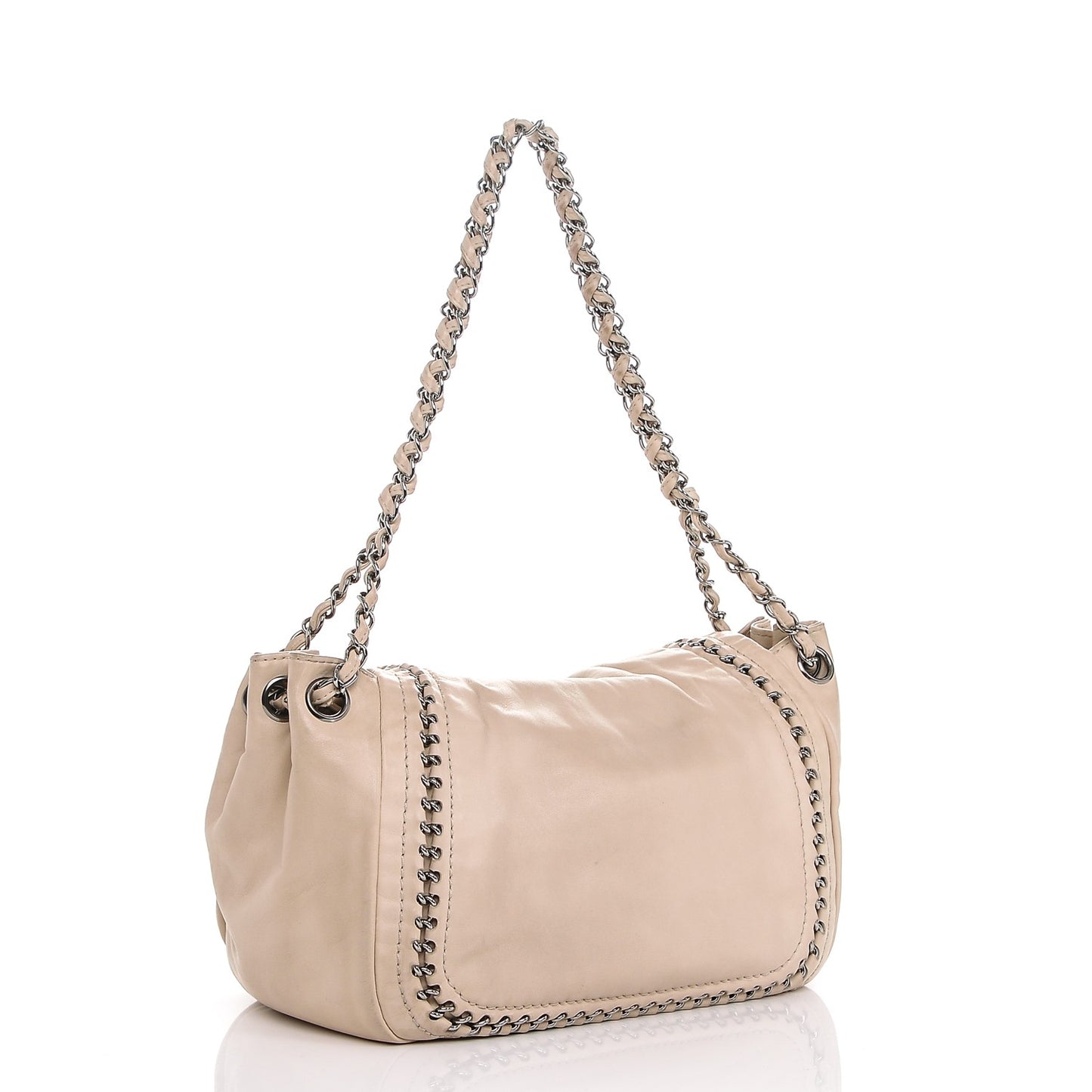 Smooth Calfskin Luxe Ligne Small Flap Bag Light Beige