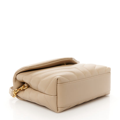 Saint Laurent Calfskin Y Quilted Monogram Toy Loulou Crossbody Bag Dark Beige 4 of 11