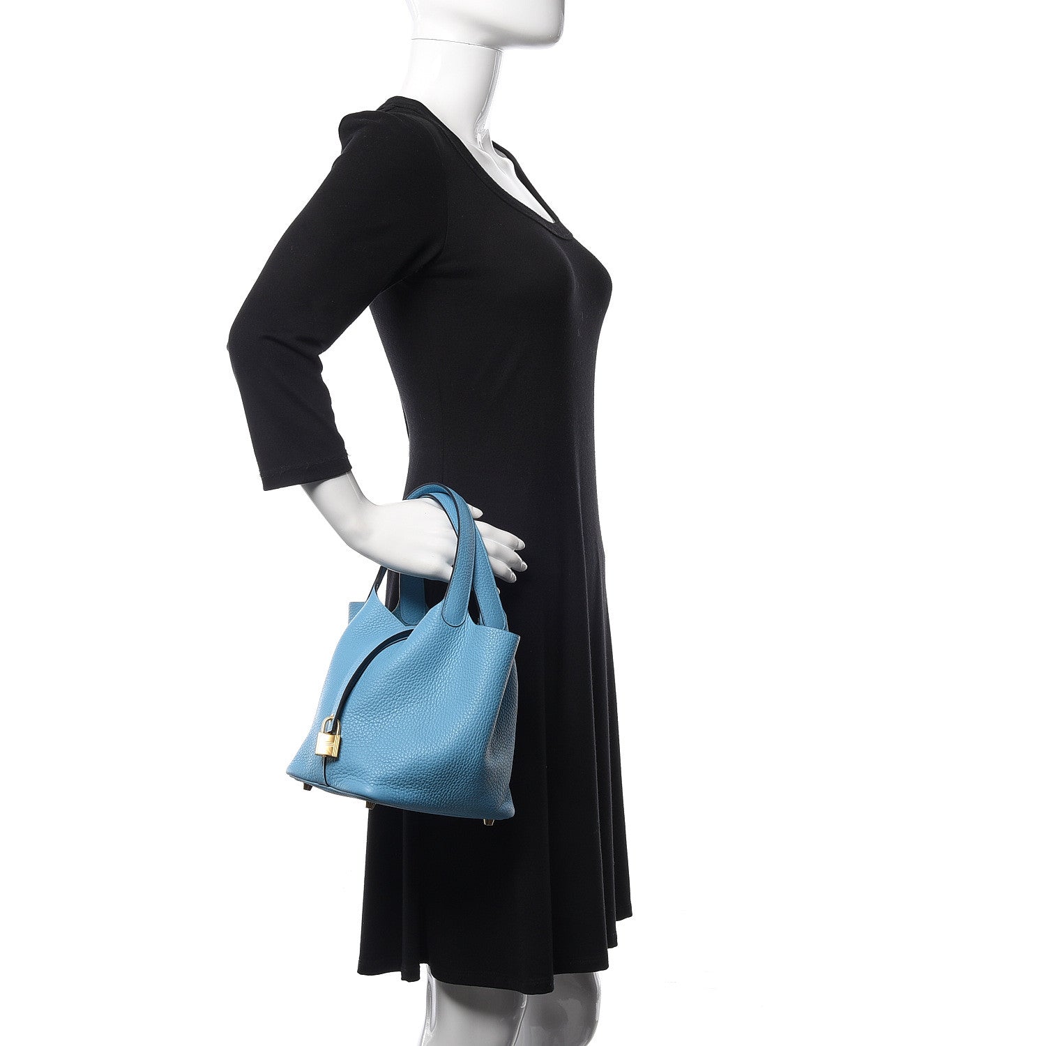 Hermes Taurillon Clemence Picotin Lock 18 PM Bleu Du Nord 2 of 10