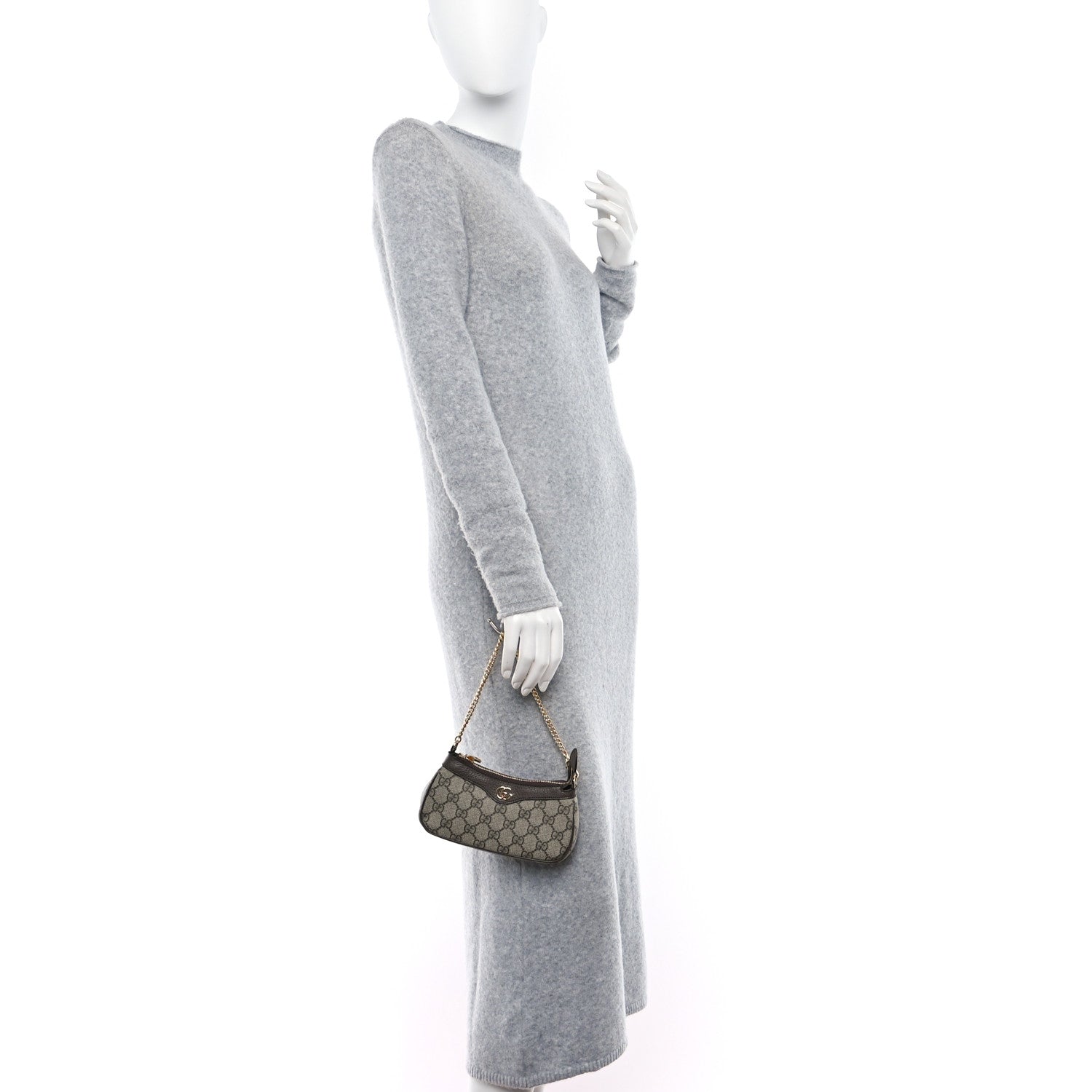 Gucci GG Supreme Monogram Textured Dollar Calfskin Mini Ophidia Chain Bag Beige Ebony 2 of 8