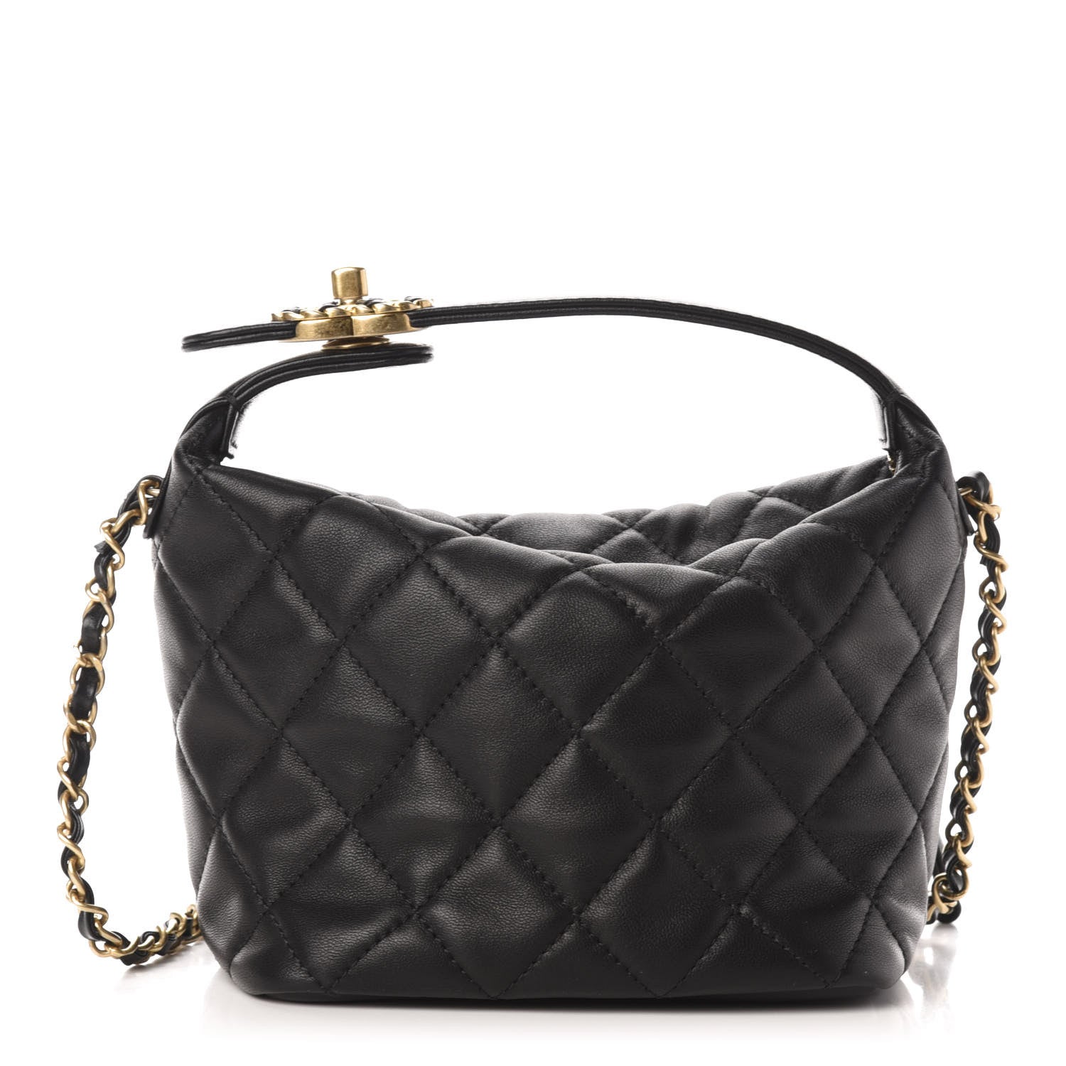 Chanel Lambskin Quilted Small Perfect Meeting Hobo Black 1 of 12