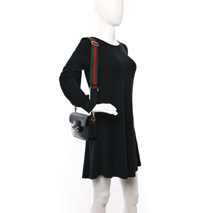 Gucci Azalea Calfskin Web Mini Horsebit 1955 Shoulder Bag Black 4 of 10