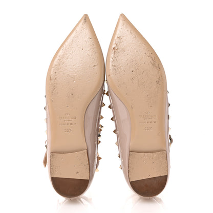 Valentino Garavani Patent Rockstud Cage Ballerina Flats 38.5 Poudre 6 of 12
