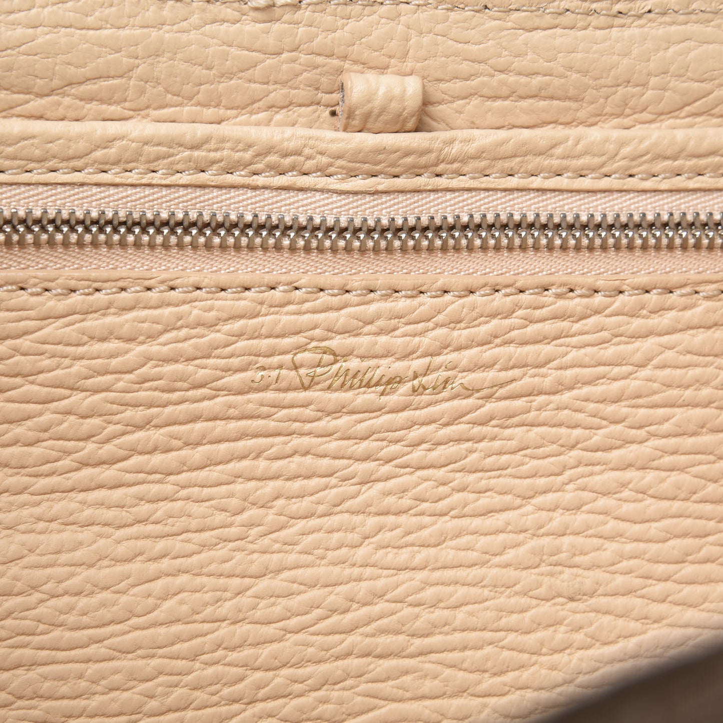 3.1 Textured Calfskin Medium Pashli Satchel White Peach