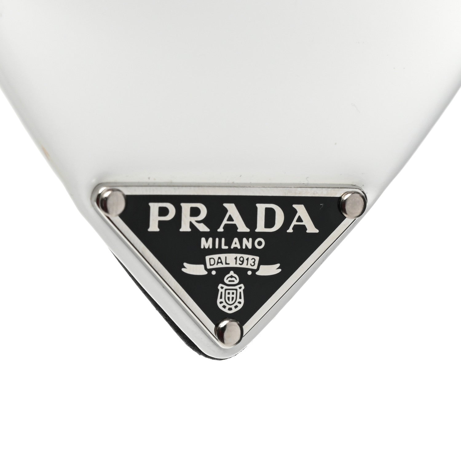 Prada Plexiglass Calfskin Metal Triangle Logo 75mm Slide Sandals 39.5 White 8 of 11
