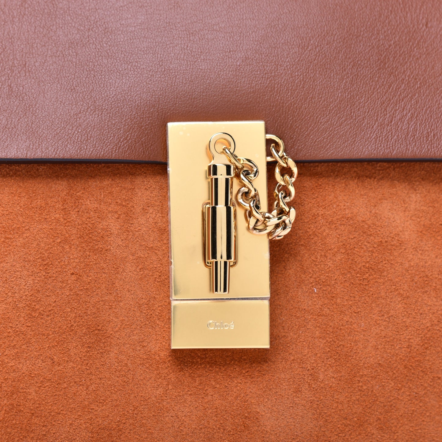 Suede Smooth Calfskin Drew Shoulder Bag Classic Tobacco