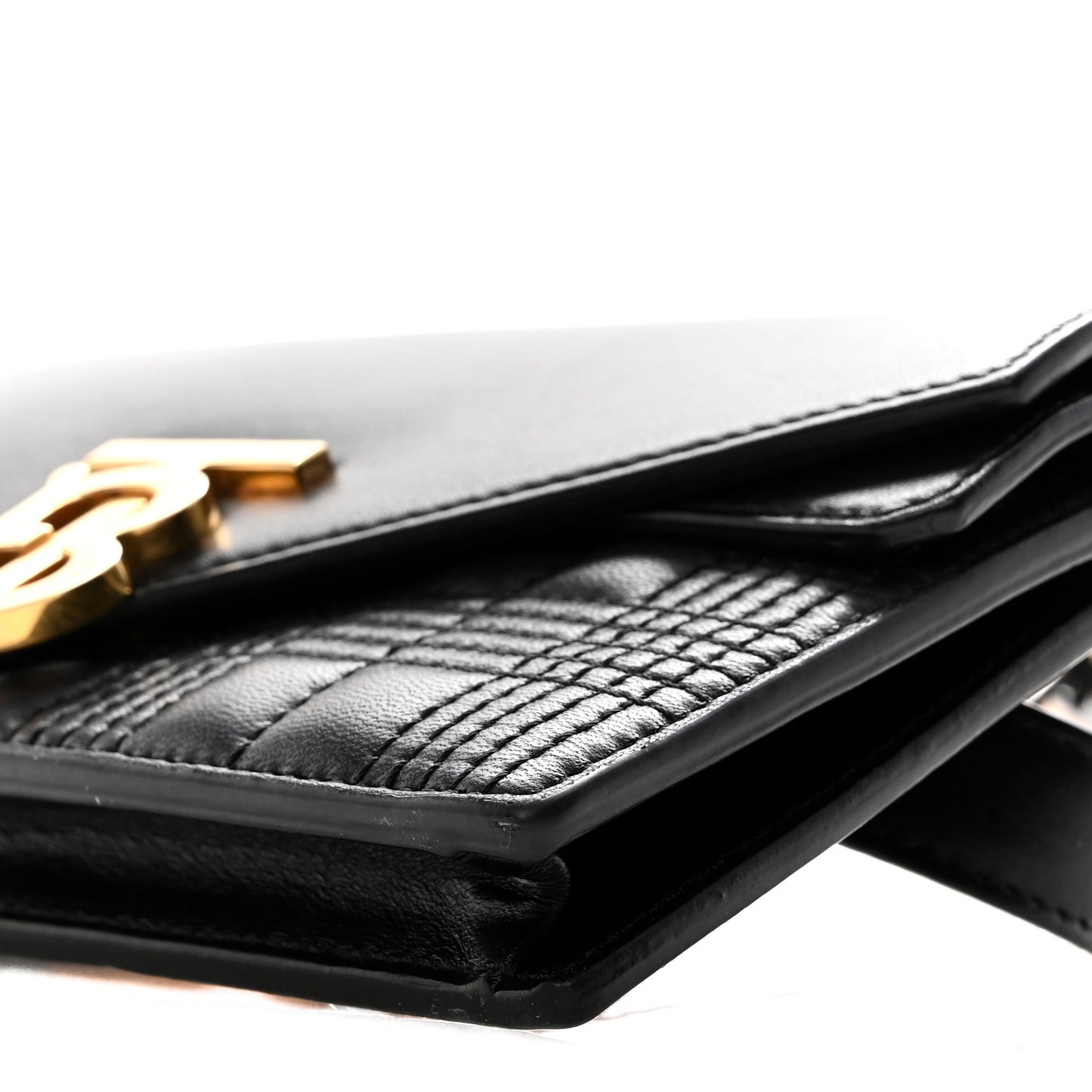 Smooth Calfskin Quilted Check TB Envelope Belt Bag Black