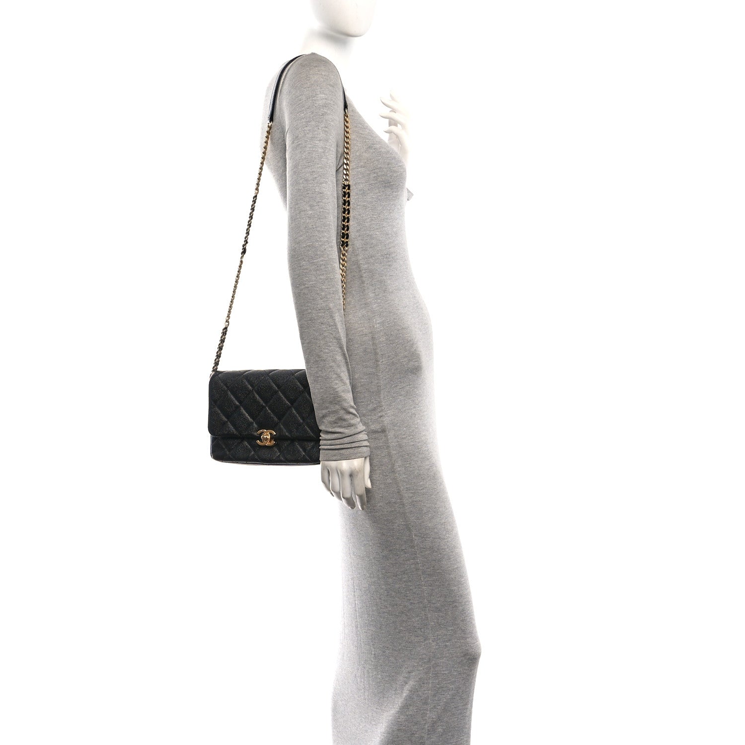 Chanel Shiny Caviar Quilted Small Chain Melody Flap Black 2 of 11